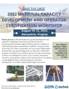 Save the Date: August 2022 National Capacity Development and Operator Certification Workshop