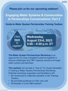 EPA Webinar on Water System Partnerships Training Toolbox Guide