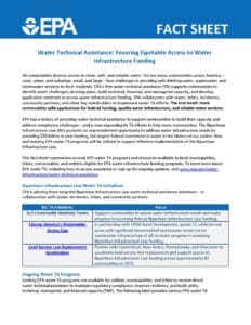 EPA Webinar and Fact Sheet on EPA Technical Assistance for Water Systems