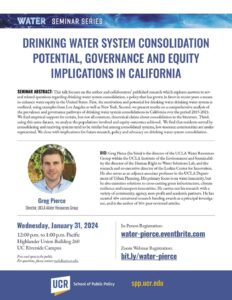 Virtual Seminar on Drinking Water System Consolidation, Governance, and Equity in California