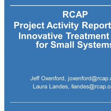 Innovation Applied: Understanding Barriers – RCAP Project Activity Report Out (year one)