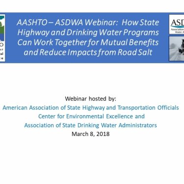 How State Highway and Drinking Water Programs Can Work Together for Mutual Benefits and Reduce Impacts from Road Salt